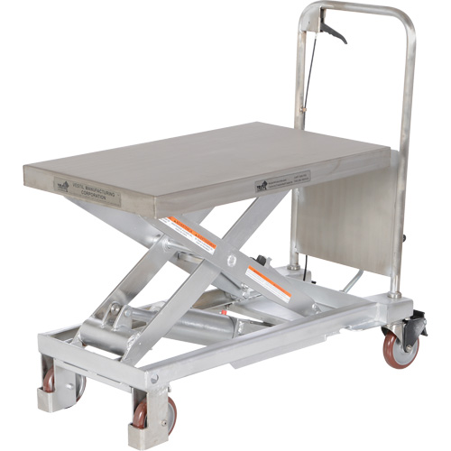 Manual Hydraulic Scissor Lift Table, 32-1/2" L x 19-1/2 W, Partial Stainless Steel, 1000 lbs. Capacity Cam Industrial