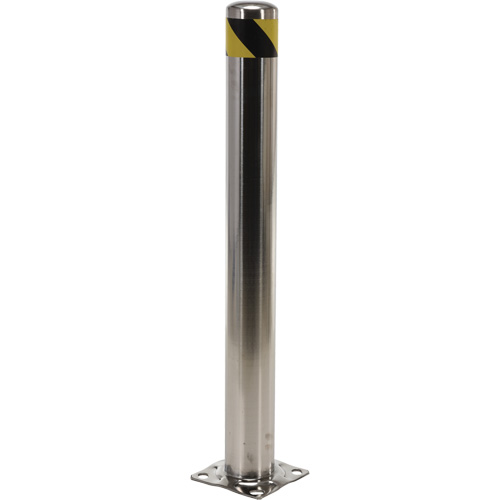 Safety Bollard, Stainless Steel, 42" H x 8" W, Silver Cam Industrial