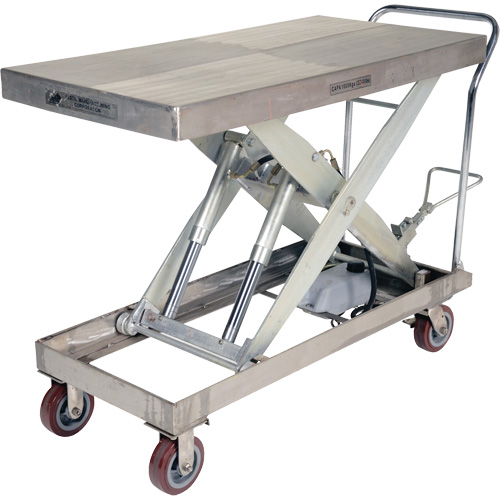 Manual Hydraulic Scissor Lift Table, 47" L x 24" W, Partial Stainless Steel, 2000 lbs. Capacity Cam Industrial