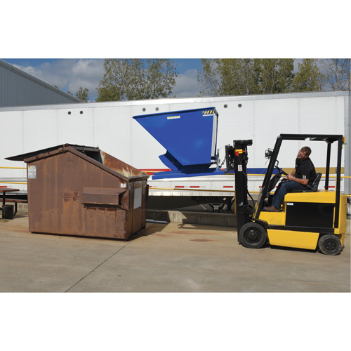 Self-Dumping Hopper, Steel, 1/2 cu.yd., Blue Cam Industrial