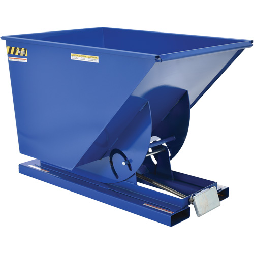 Self-Dumping Hopper, Steel, 1 cu.yd., Blue Cam Industrial
