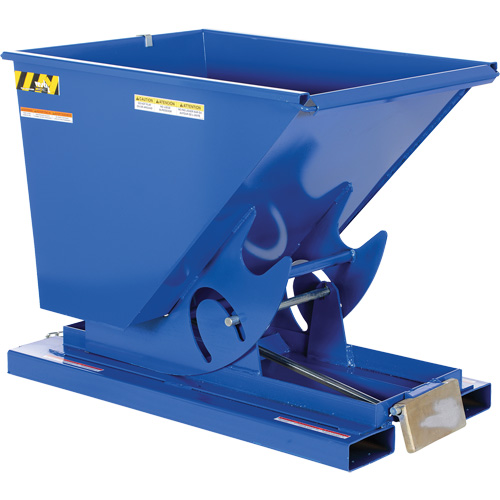 Self-Dumping Hopper, Steel, 1/2 cu.yd., Blue Cam Industrial