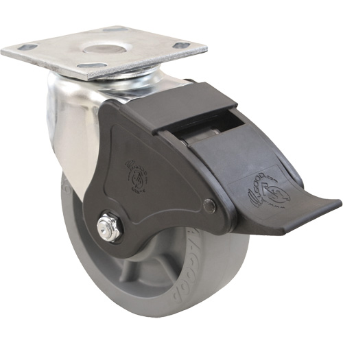 Emaxx Caster, Swivel with Brake, 4" (101.6 mm), Envirothane, 1000 lbs. (453.6 kg.) Cam Industrial