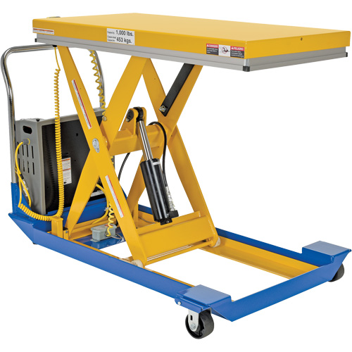 DC Powered & Manual Scissor Lift Table, Steel, 48" L x 24" W, 1000 lbs. Capacity Cam Industrial