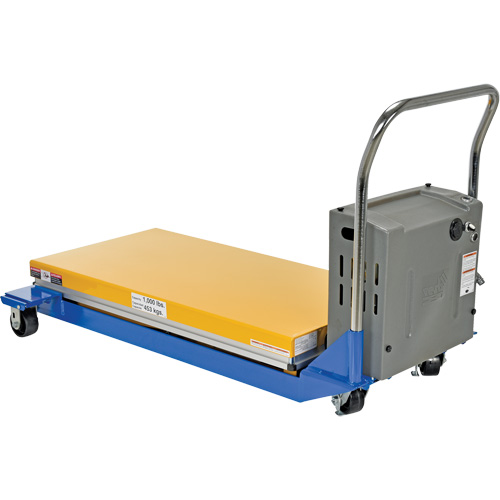 DC Powered & Manual Scissor Lift Table, Steel, 48" L x 24" W, 1000 lbs. Capacity Cam Industrial
