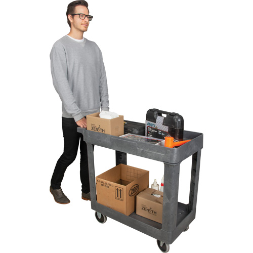 Chariot utilitaire pour l'entretien, 2 tiers, 16-1/2" x 32-1/2" x 34-1/2", Capacit&eacute; 550 lb Cam Industrial
