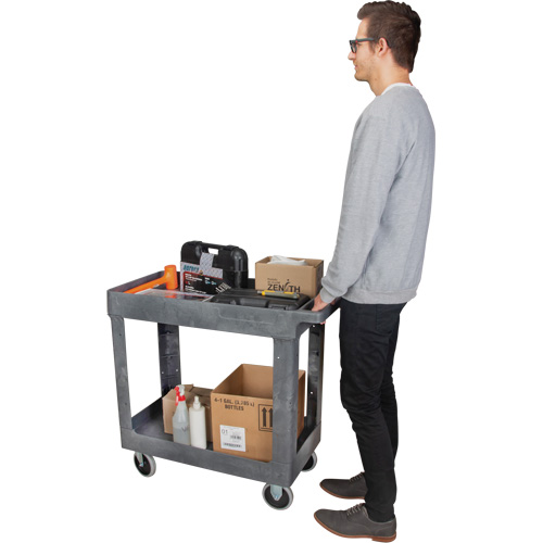 Chariot utilitaire pour l'entretien, 2 tiers, 16-1/2" x 32-1/2" x 34-1/2", Capacit&eacute; 550 lb Cam Industrial