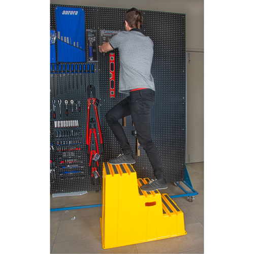 Industrial Step Stool, 3 Steps, 34-13/16" x 22-7/16" x 28-1/2" High Cam Industrial
