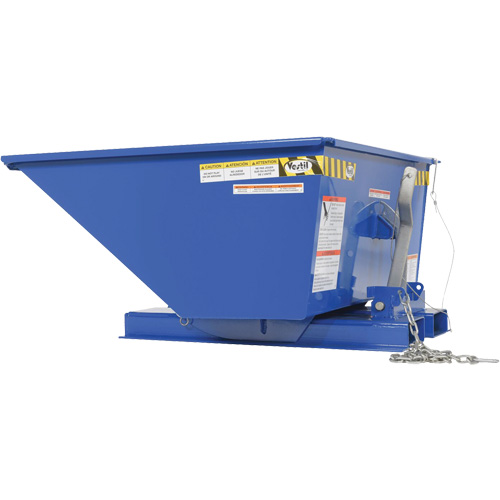 Low Profile D-Style Self Dumping Hopper, Steel, 1/3 cu.yd., Blue Cam Industrial