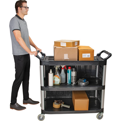 Utility Cart, 3 Tiers, 19-3/4" x 37-1/2" x 40-1/4", 250 lbs. Capacity Cam Industrial
