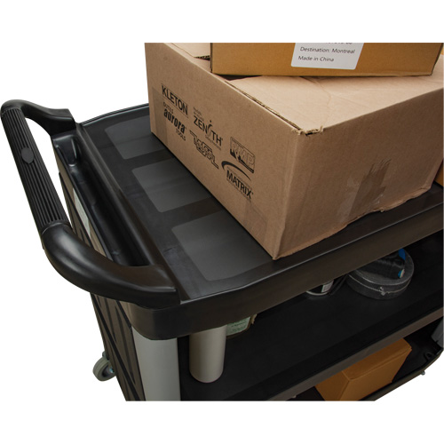 Utility Cart, 3 Tiers, 19-3/4" x 37-1/2" x 40-1/4", 250 lbs. Capacity Cam Industrial