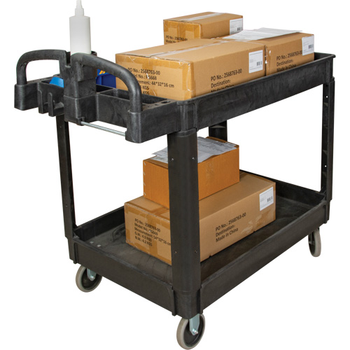 Utility Cart, 2 Tiers, 25-5/8" x 33-1/2" x 43-3/4", 550 lbs. Capacity Cam Industrial