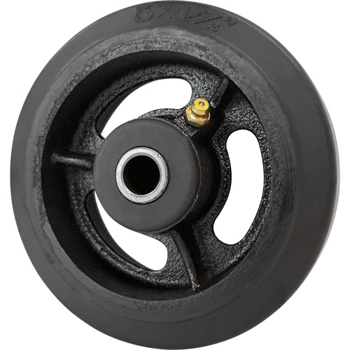 Mold-On Rubber Wheel, 5'' (127 mm) Dia. x 1-1/2" (38 mm) W, 400 lbs. (181 kg.) Capacity Cam Industrial