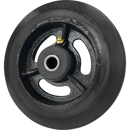 Mold-On Rubber Wheel, 6'' (152 mm) Dia. x 1-1/2" (38 mm) W, 450 lbs. (204 kg.) Capacity Cam Industrial
