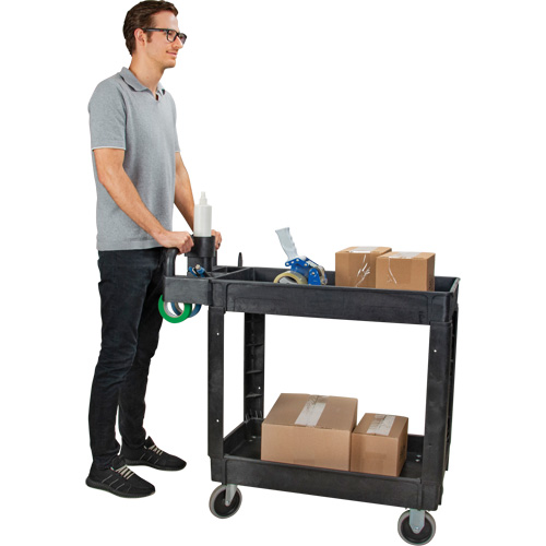 Utility Cart, 2 Tiers, 17-1/8" x 33-1/2" x 37-5/8", 550 lbs. Capacity Cam Industrial