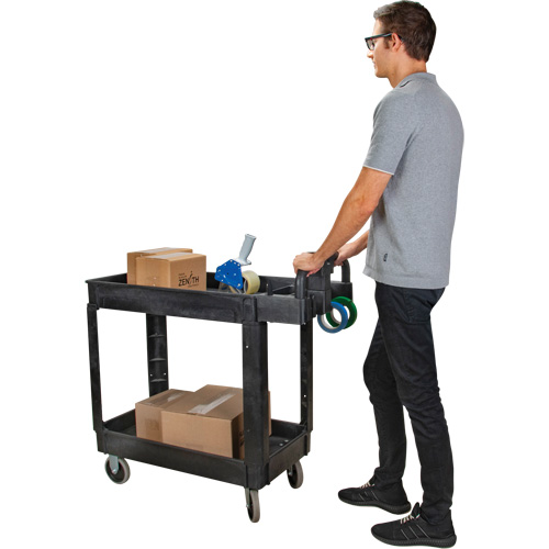 Utility Cart, 2 Tiers, 17-1/8" x 33-1/2" x 37-5/8", 550 lbs. Capacity Cam Industrial