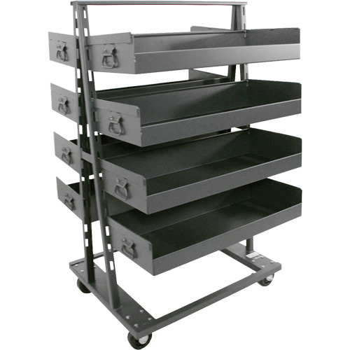 Double-Sided Heavy Duty A-Frame Cart with 8 Large Lipped Trays, 38" x 30" x 63", 2500 lbs. Capacity Cam Industrial