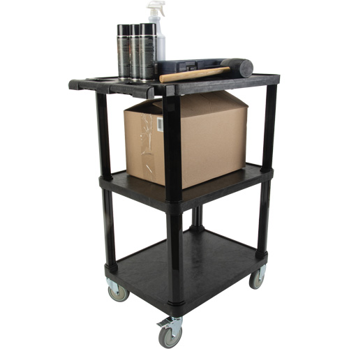 Chariot utilitaire avec tablette plate, 3 tiers, 18-1/8" x 37-3/8" x 27-3/4", Capacit&eacute; 330 lb Cam Industrial