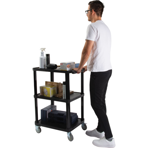 Chariot utilitaire avec tablette plate, 3 tiers, 18-1/8" x 37-3/8" x 27-3/4", Capacit&eacute; 330 lb Cam Industrial