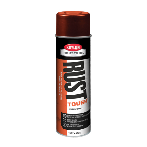 Rust Tough&reg; Acrylic Enamel - Primer, Red Oxide, Very Flat, 15 oz., Aerosol Can Cam Industrial