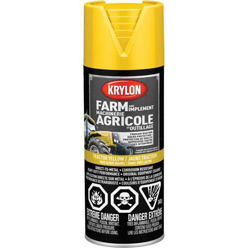 Peinture en a&eacute;rosol pour la ferme et l'&eacute;quipement, Jaune John Deere, Tr&egrave;s brillant, 12 oz, Canette a&eacute;rosol Cam Industrial