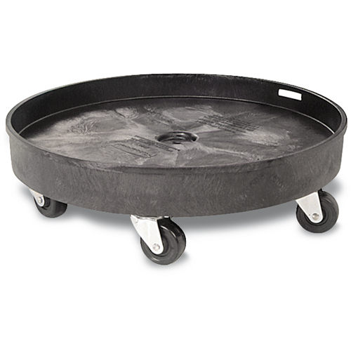Waste Container Dolly, Polyethylene, Black Cam Industrial