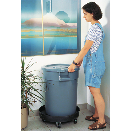 Waste Container Dolly, Polyethylene, Black Cam Industrial