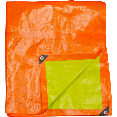 High-Visibility Heavy-Duty Woven Tarp, Polyethylene, Green/Orange, 16' x 20' x 12 mils Cam Industrial