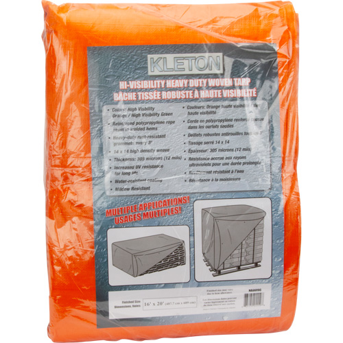 High-Visibility Heavy-Duty Woven Tarp, Polyethylene, Green/Orange, 16' x 20' x 12 mils Cam Industrial