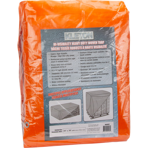 High-Visibility Heavy-Duty Woven Tarp, Polyethylene, Green/Orange, 20' x 30' x 12 mils Cam Industrial