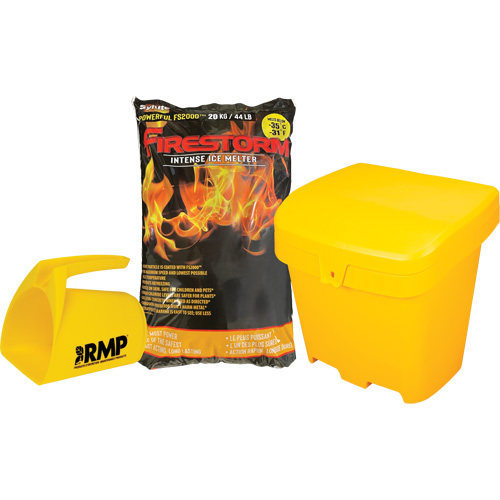 Ensemble de produit de d&eacute;glaçage intense Firestorm avec 56 sacs, Sac, 44 lb (20 kg), Point de fonte -32°C (-25°F) Cam Industrial