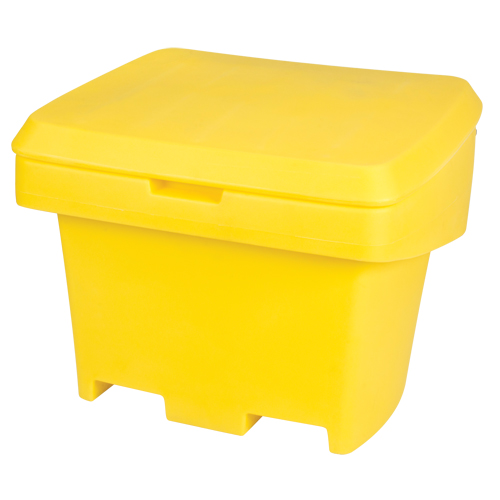 Heavy-Duty Outdoor Salt and Sand Storage Container, 30" x 24" x 24", 5.5 cu. Ft., Yellow Cam Industrial