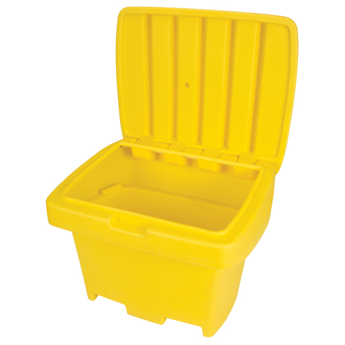 Heavy-Duty Outdoor Salt and Sand Storage Container, 30" x 24" x 24", 5.5 cu. Ft., Yellow Cam Industrial