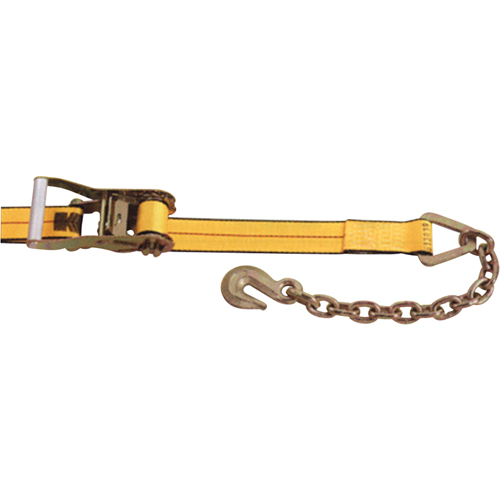 Ratchet Straps, Chain Anchor, 2" W x 30' L, 3335 lbs. (1513 kg) Working Load Limit Cam Industrial