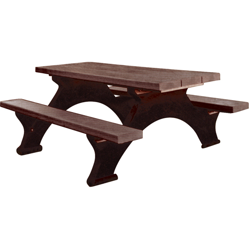 Tables de pique-nique en plastique recycl&eacute;, 8' lo x 61-1/2" la, Brun Cam Industrial