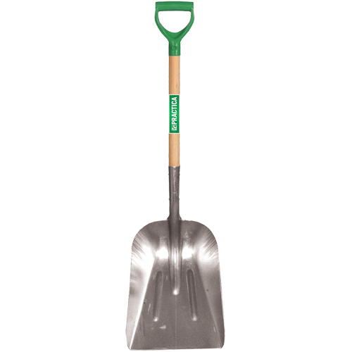 Scoop Shovel, Wood, Aluminum Blade, D-Grip Handle, 29" Length Cam Industrial