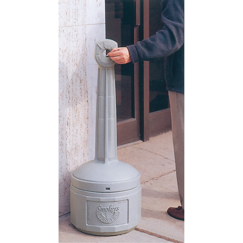 Smokers Cease-Fire&reg; Cigarette Butt Receptacle, Free-Standing, Plastic, 4 US gal. Capacity, 38-1/2" Height Cam Industrial