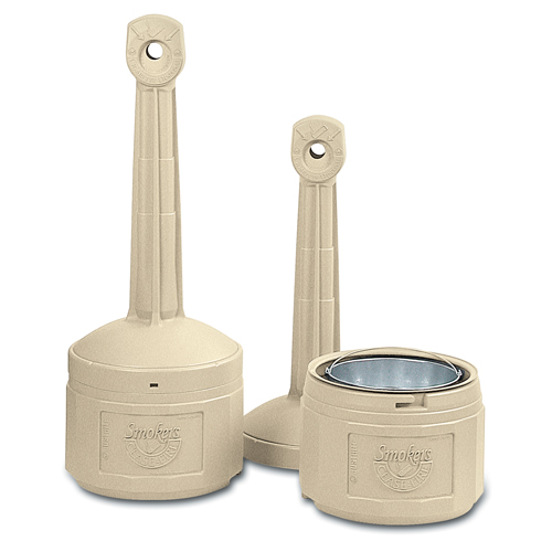 Smokers Cease-Fire&reg; Cigarette Butt Receptacle, Free-Standing, Plastic, 4 US gal. Capacity, 38-1/2" Height Cam Industrial