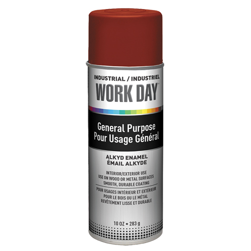 Peinture industrielle Work Day, Rouge, Tr&egrave;s mat, 10 oz, Canette a&eacute;rosol Cam Industrial