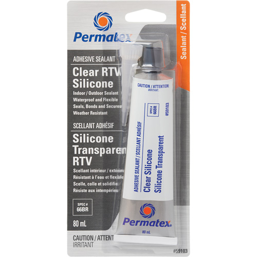 Scellant adh&eacute;sif RTV, 80 ml, Tube, Transparent Cam Industrial