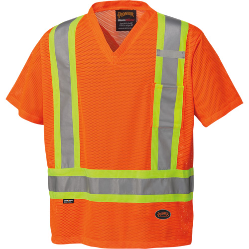 5994 High-Visibility Safety T-Shirt, Polyester, 2X-Large, High Visibility Orange Cam Industrial