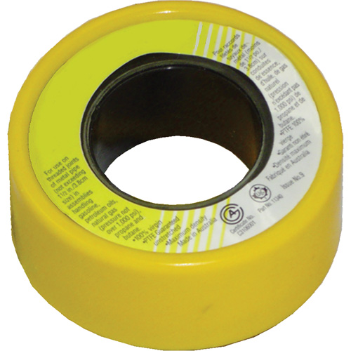Ruban scellant pour filets au pas du gaz avec PTFE, 236" lo x 1/2" la, Jaune Cam Industrial