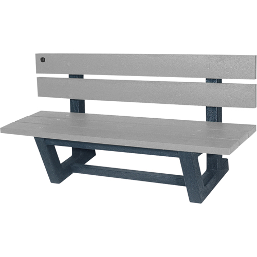 Outdoor Park Benches, Recycled Plastic, 60" L x 17" W x 17" H, Grey Cam Industrial