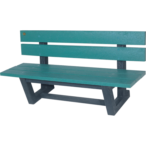 Outdoor Park Benches, Recycled Plastic, 72" L x 23-3/16" W x 29-13/16" H, Green Cam Industrial