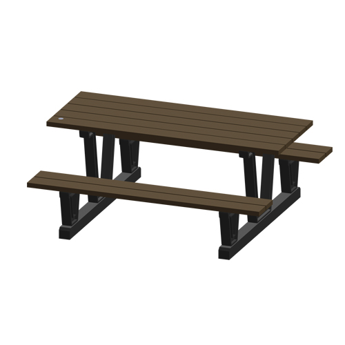 Recycled Plastic Outdoor Picnic Tables, 72" L x 60-5/16" W, Walnut Cam Industrial