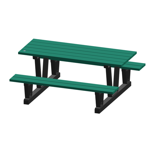 Recycled Plastic Outdoor Picnic Tables, 72" L x 60-5/16" W, Green Cam Industrial