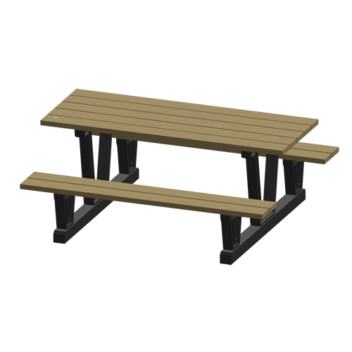 Recycled Plastic Outdoor Picnic Tables, 72" L x 60-5/16" W, Sand Cam Industrial