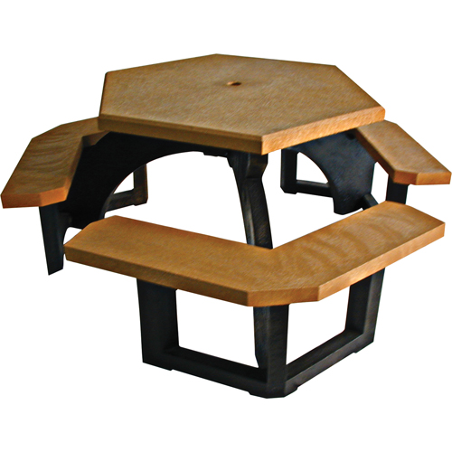 Tables de pique-nique hexagonales en plastique recycl&eacute;, 78" lo x 78" la, C&egrave;dre Cam Industrial