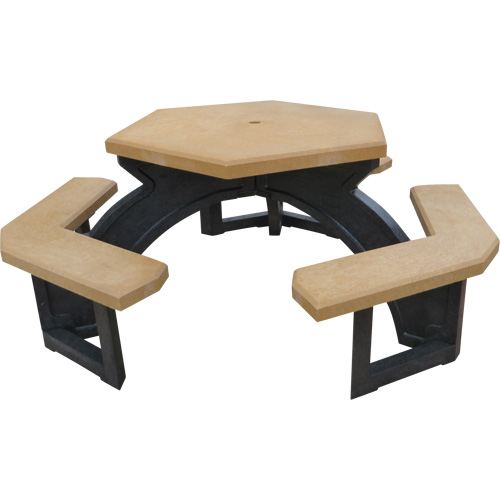 Tables de pique-nique hexagonales en plastique recycl&eacute;, 78" lo x 78" la, C&egrave;dre Cam Industrial