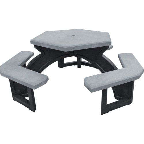 Tables de pique-nique hexagonales en plastique recycl&eacute;, 78" lo x 78" la, Gris Cam Industrial